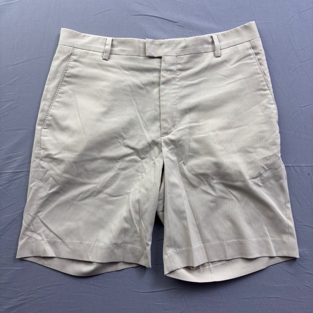 Tiger Woods Collection Nike Mens Golf Shorts Tan Khaki Stretch Size 35 FlatFront